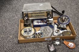 A selection of automobilia including AA badge, Order of the Buffalos and Keighley.