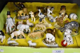 A selection of miniature animal studies including Wade and Staffordshire Arthur Bowker.