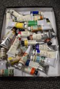 A box of artist's oil paints mainly by Goya and Rowney.