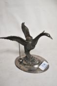 A Victorian spirit burning stand in the form of a Liver bird.