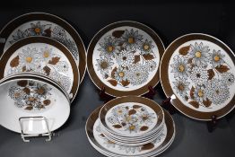 A selection of mid century Mikasa Duplex dinner plates and dishes.