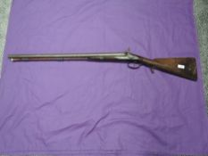A 19th century Ecritt & Wilson Side by Side Double Barrel Percussion Shotgun, engraved lock