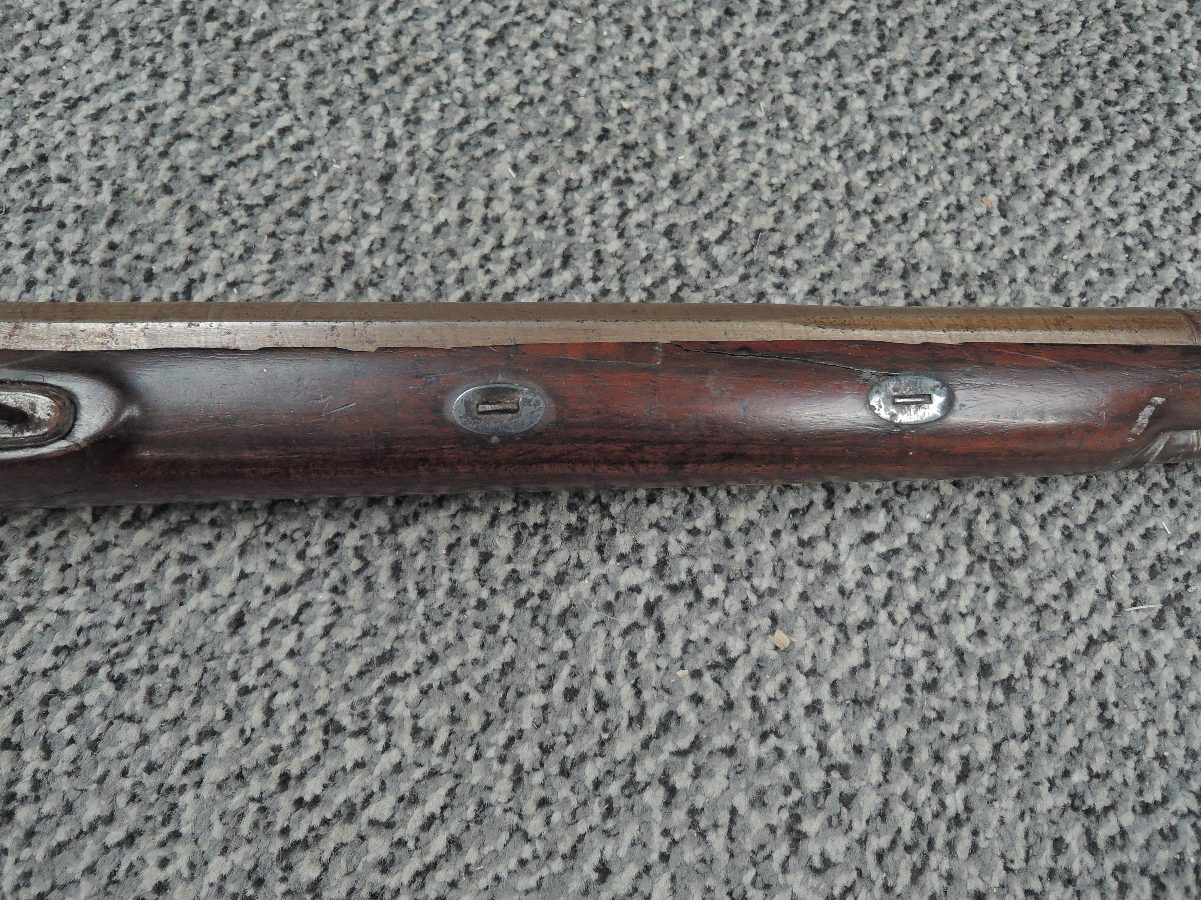 A 19th century or earlier Flintlock Musket having hexagonal and round barrel, marked on barrel in - Image 4 of 8