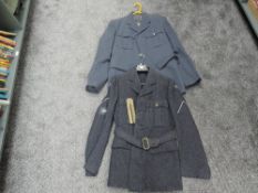 Two RAF Jackets one label dated 1942, complete with buttons along with a brass Button Cleaner