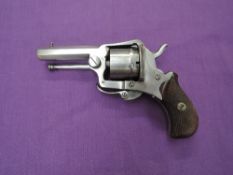 A 19th century Belgian Pin Fire Pistol, The Young Lion 1881 New Pattern having hexagonal barrel,