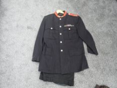 A Royal Engineers black & red Jacket and Trousers, label named Major RWJ Morris, red collar