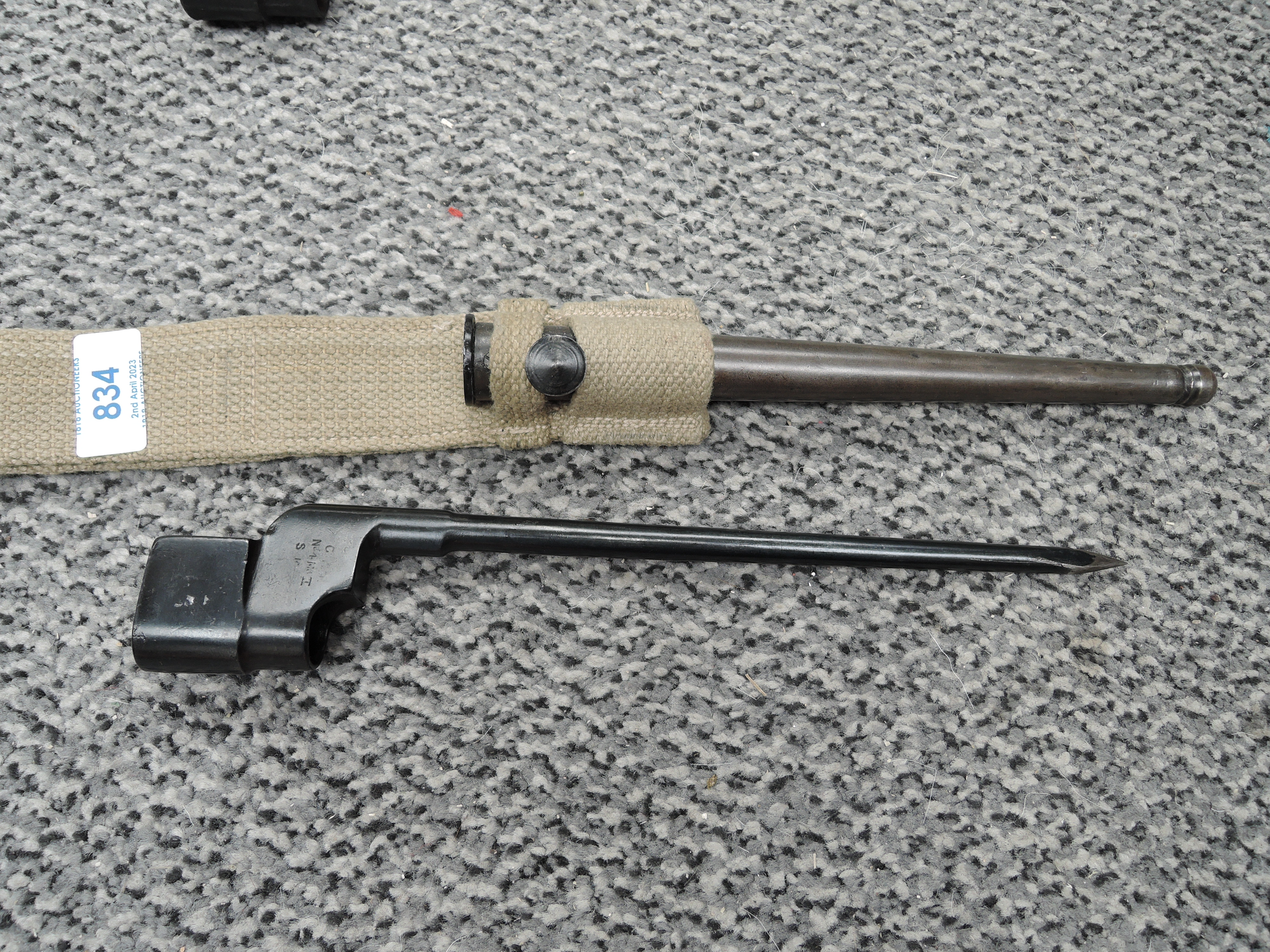 A British Bayonet for the No4 Rifle, no4 MKII 1940 with Scabbard and Frog - Image 3 of 3