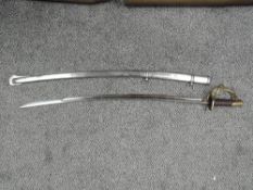 A US Cavalry Troopers Sword model 1860, blade inscribed US ADK1862 AMESMFGC CHIGCPEE MASS, leather