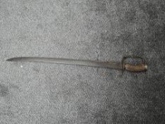A 18th/19th century European Hunting Sword having single edged blade, horn handle and decorated