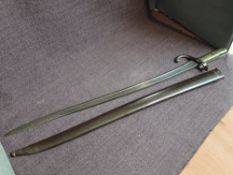 A French Sword Bayonet for the Chassepot Rifle 1866, marked X4959 on blade, with metal Scabbard