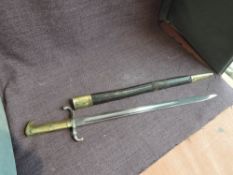 A German Seitengewehr M1871 Bayonet for the First Mauser Rifle, brass Hilt, 40cm Blade, blade marked