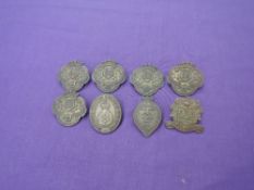 Eight British Volunteer Regimental Military Cap Badges, Carnarvonshire, Lancashire Wigan Corps x2,