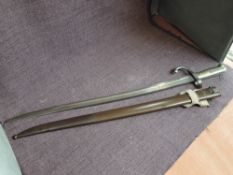 A French Sword Bayonet for the Chassepot Rifle 1866, marked FG67063 & Etienne 1874 on blade with