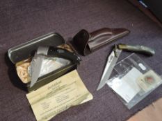 A modern Limited Edition Herbertz Folding Knife along with a G David Folding Knife and a small