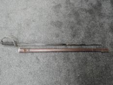 A British possible 1822 Light Cavalry Sword having engraved blade GR Cypher, three bar hilt, blade