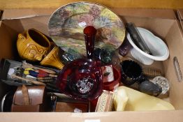 A Royal Doulton African Series 'Lion' display plate, a Sylvac no.2162 vase, a soapstone ashtray with
