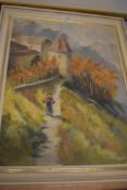Brenda Juhasz, (20th century), an oil painting on board, Bavarian landscape, signed, 47 x 35cm,