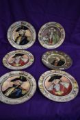 Five Royal Doulton series ware plates, including The Admiral and The Squire.