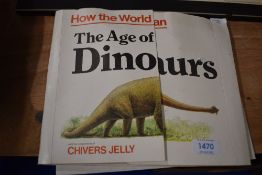 A 1977 Chivers Jelly Freepost Collectors Pack, How The World Began The Age of Dinosaurs containing