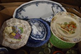 Three cake stands, a Carlton Ware condiment set and some blue and white ware ceramics etc.