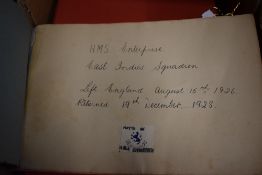 Two books of ephemera. A scrapbook relating to to H.M.S. Enterprise from the East Indies Squadron