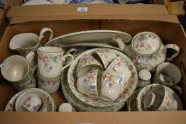 A modern Churchill part tea and dinner service including teapot, bowls, dinner plates and serving