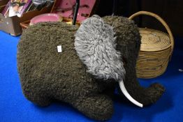 A late 20th century woolly Mammoth soft toy, no labels seen.