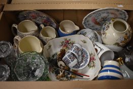 A selection of ceramic and glass items including an Old Foley 'Harmony Rose' bowl, a Royal