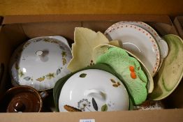 Three Carlton Ware dishes having Foxglove, berries and tomato decoration plus another similar