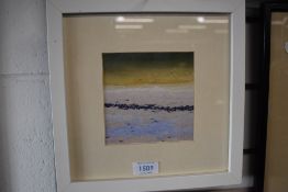 After Lorraine Kerr, (contemporary), a print entitled 'Blast Beach Blue Stone', 12 x 12cm, mounted