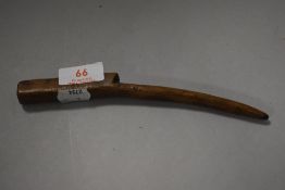 A 19th century primitive form knitting stick distaff.