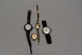 Four wristwatches including Ingersoll all others unnamed.