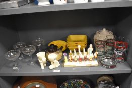 A selection of vintage advertising ceramics and glass ware including four Babycham glasses, Lurpack,