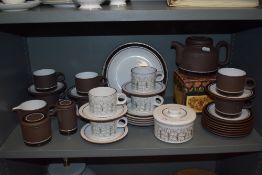 A mid century Hornsea Pottery Contrast pattern part tea service with Charisma tea cups and saucers.