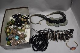 Costume jewellery including various large necklaces including turquoise stone.
