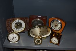 A mixed lot of vintage clocks, predominantly mid century, including Smiths and Westclox.