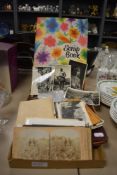 A collection of loose World Postcards including Stereoscopic cards of Lousiana cotton picking and