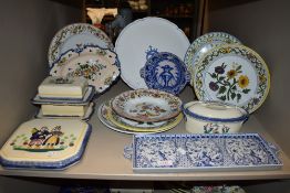A selection of continental ceramics, butter dishes, plates and similar to be included.