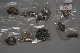 A selection of vintage white metal Celtic or Scottish style jewellery including earrings, brooches