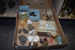 A selection of geological semi precious stone and mineral samples.