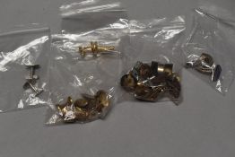A selection of various yellow metal and similar men's cufflinks.