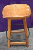 Workshop of Robert Mouseman Thompson (Kilburn) Burr Oak Bar Stool, on four octagonal legs joined