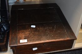A late Victorian lap desk of plain form in pine for draughtsman or similar.