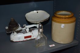 Two jugs in the form of barrels, one having inscription to front reading 'S Ashcroft, The Mill House