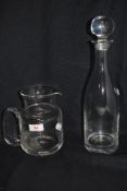 A modern clear crystal glass Wedgwood water jug and decanter.