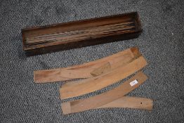 A set early 20th century fruit wood Draughtsmans curves, marked 'Hudelo A. Paris', of coach building