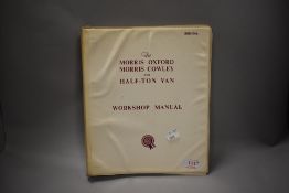 A vintage BMC Morris Oxford, Morris Cowley and half-ton van workshop manual.