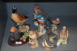 Eight figure studies of birds including Beswick and Velencia.