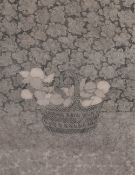 Two limited edition engravings, one depicting a fruit basket within a foliate surround, the other