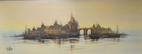 After Ronald Norman Folland (British b.1932) a mid-century coloured river scene print, entitled '
